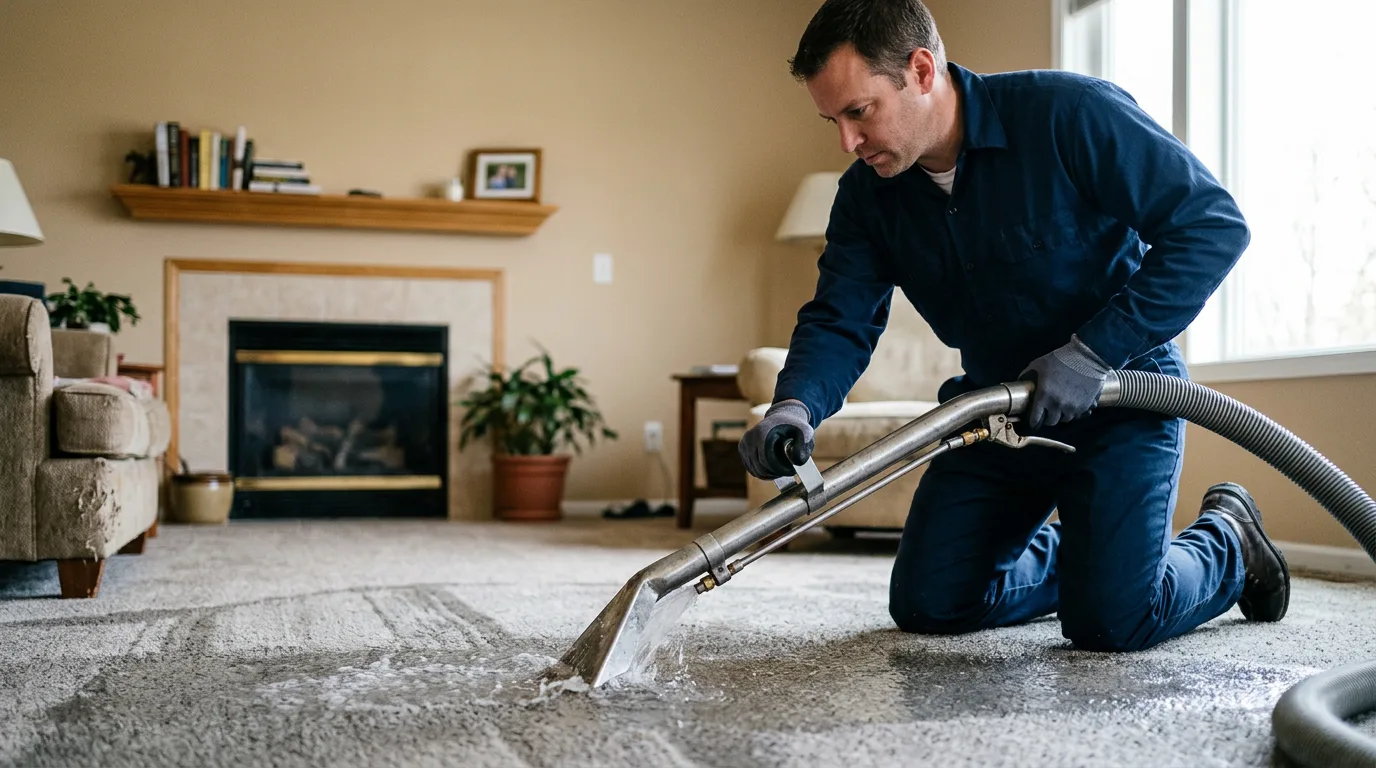 Water damage restoration technician working near Rangeley, ME